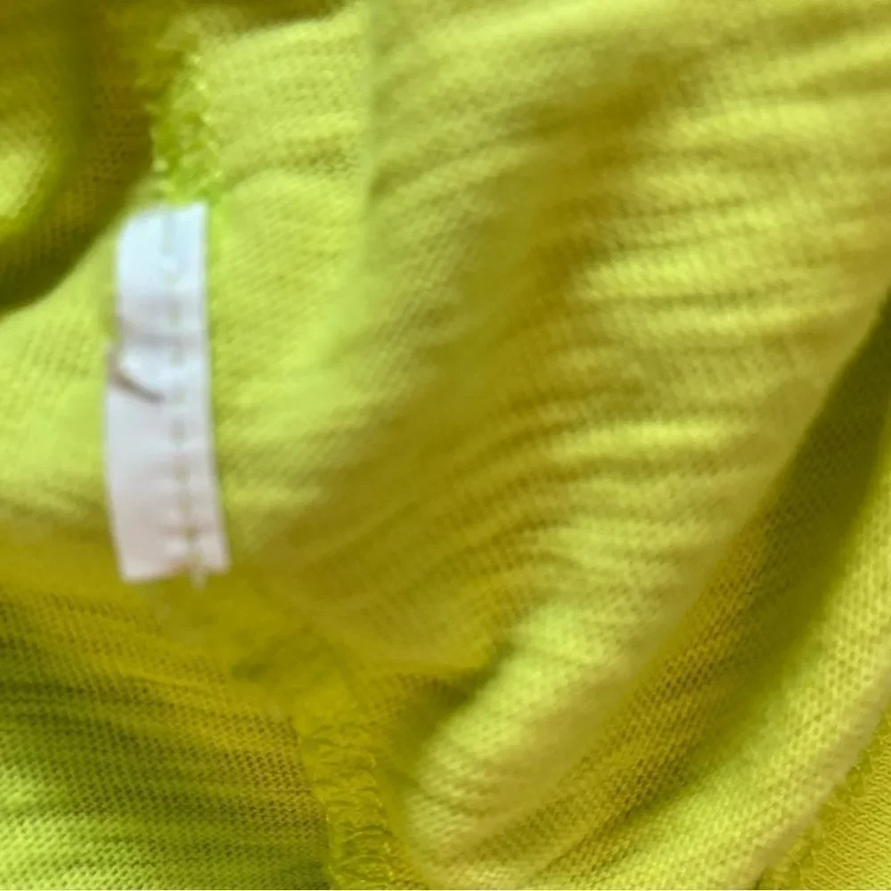 JCrew Painter T long sleeved bright citron boat neck, brass buttons on shoulders